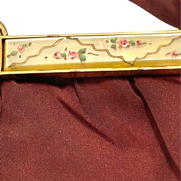 Twifaille Rosenfeld Satin Evening Purse Clutch Handbag Floral Frame Clasp READ - Picture 5 of 16